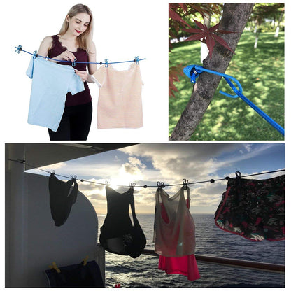 Multi-Purpose Clothesline with Convenient Hooks