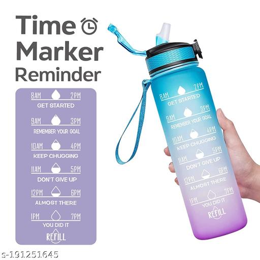 Motivational Water Bottle, 3-in-1 Set - 2L/1L/0.5L, Leakproof & BPA-Free with Time Marker for Outdoor Sports, School, Gym, Office (Multi-Color)